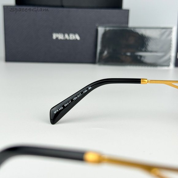 NEW Prada PRA52S 15N01T Matte Gold Brown Rectangle Unisex Sunglasses - Picture 7 of 9